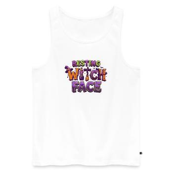 Resting Witch Face – lustiger Halloween-T-Shirt-Zaun - Männer Premium Bio Tank Top - Weiß - Vorne - Michal (187cm)