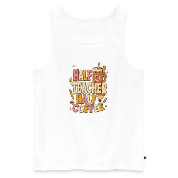 Moitié professeur, moitié café - Débardeur bio Premium Homme - blanc - Devant - Michal (187cm)