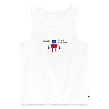 Pixelroboter  - Männer Premium Bio Tank Top - Weiß - Vorne - Michal (187cm)