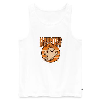 Niedlicher Geist Halloween – Verflucht, aber glücklich - Männer Premium Bio Tank Top - Weiß - Vorne - Michal (187cm)
