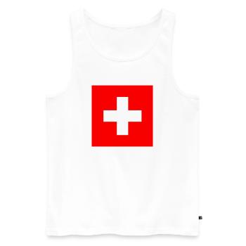 Schweizer Fahne: weisses Kreuz auf rot - Männer Premium Bio Tank Top - Weiß - Vorne - Michal (187cm)