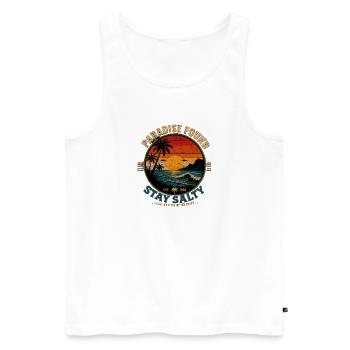 Stay Salty - Paradise Found Retro - Männer Premium Bio Tank Top - Weiß - Vorne - Michal (187cm)