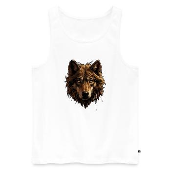 Wolf - Männer Premium Bio Tank Top - Weiß - Vorne - Michal (187cm)