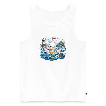 Papierboot Meeresabenteuer - Männer Premium Bio Tank Top - Weiß - Vorne - Michal (187cm)
