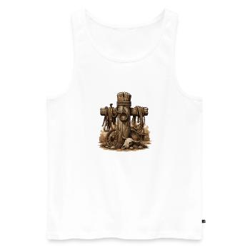 Rostiger Westernpfosten Motiv - Männer Premium Bio Tank Top - Weiß - Vorne - Michal (187cm)