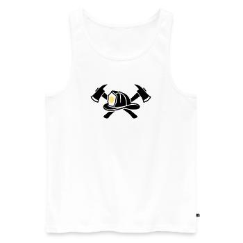 Firefighter Helmet Aexte Graphic - Men's Premium Organic Tank Top - white - Front - Michal (187cm)