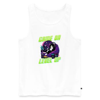 Gamer Gaming Cat Video Game - Männer Premium Bio Tank Top - Weiß - Vorne - Michal (187cm)