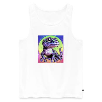 Gecko - Männer Premium Bio Tank Top - Weiß - Vorne - Michal (187cm)