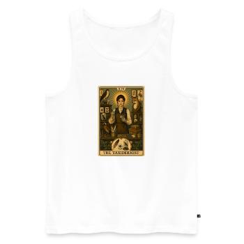 Präparatorin | Taxidermie Tarot - Männer Premium Bio Tank Top - Weiß - Vorne - Michal (187cm)