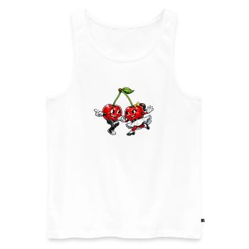 Tanzende Kirschen - Männer Premium Bio Tank Top - Weiß - Vorne - Michal (187cm)