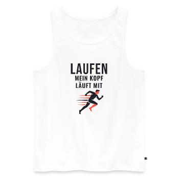 Laufen Mein Kopf Läuft Mit Läufer Geschenk - Männer Premium Bio Tank Top - Weiß - Vorne - Michal (187cm)