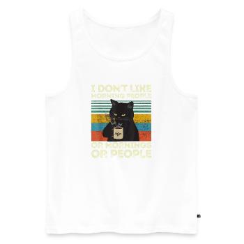 Vintage Cat Morning People Retro - Männer Premium Bio Tank Top - Weiß - Vorne - Michal (187cm)