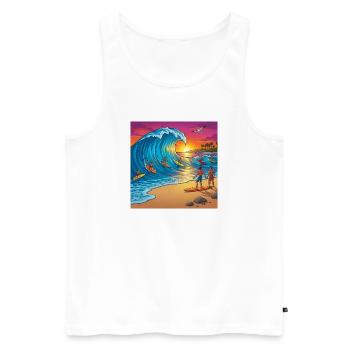 Welle beim Sonnenuntergang - Männer Premium Bio Tank Top - Weiß - Vorne - Michal (187cm)