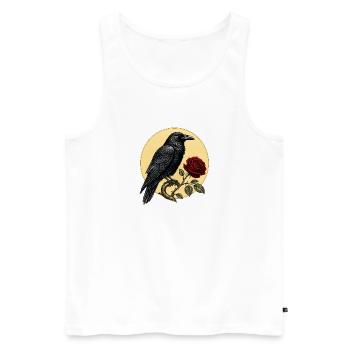 Rabe (Corvus corax) & Botanische Rote Rose - Männer Premium Bio Tank Top - Weiß - Vorne - Michal (187cm)