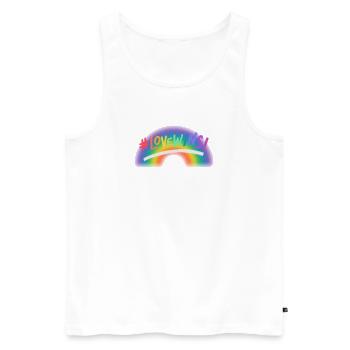 Liebe gewinnt Regenbogen - Männer Premium Bio Tank Top - Weiß - Vorne - Michal (187cm)