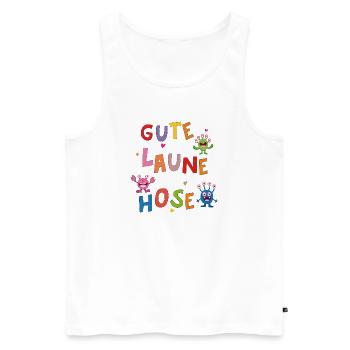 Gute Laune Hose  - Männer Premium Bio Tank Top - Weiß - Vorne - Michal (187cm)