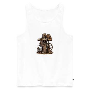 Poste rustique de l’Ouest, Lasso et Chapeau - Débardeur bio Premium Homme - blanc - Devant - Michal (187cm)