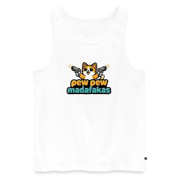 Pew Pew Madafakas Katze - Männer Premium Bio Tank Top - Weiß - Vorne - Michal (187cm)