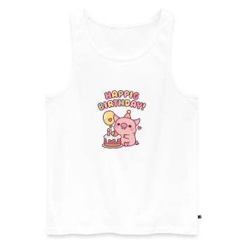 Cute Pig With Birthday Cake Happig Birthday Pun - Men's Premium Organic Tank Top - white - Front - Michal (187cm)