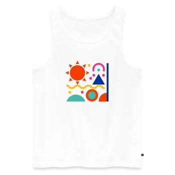 Bunte Formen - Männer Premium Bio Tank Top - Weiß - Vorne - Michal (187cm)