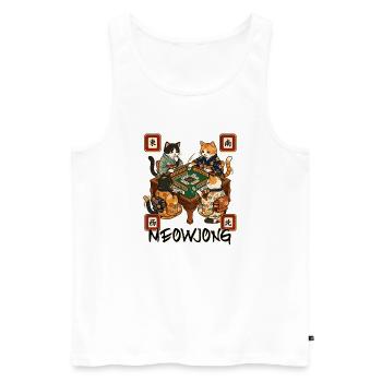 Meowjong Cute Cat Mahjong Game Social Club - Men's Premium Organic Tank Top - white - Front - Michal (187cm)