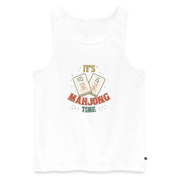 Mahjong-Spiel-Sozialclub Es ist Mahjong-Zeit - Männer Premium Bio Tank Top - Weiß - Vorne - Michal (187cm)