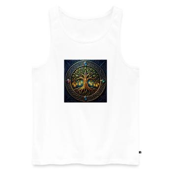 Arbre mystique aux bijoux et nœuds - Débardeur bio Premium Homme - blanc - Devant - Michal (187cm)