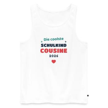 Einschulung 2026 Cousine - Schulkind Geschenk Schu - Männer Premium Bio Tank Top - Weiß - Vorne - Michal (187cm)