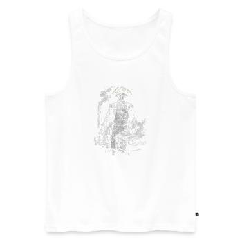 George Washington beim BBQ Grillen - Männer Premium Bio Tank Top - Weiß - Vorne - Michal (187cm)