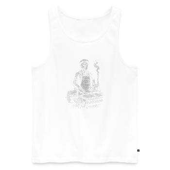 James K. Polk beim BBQ Grillen - Männer Premium Bio Tank Top - Weiß - Vorne - Michal (187cm)