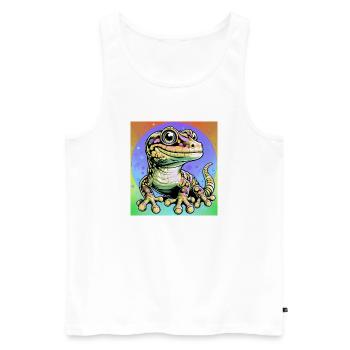 Gecko - Männer Premium Bio Tank Top - Weiß - Vorne - Michal (187cm)