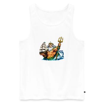 Neptun mit Seegelschiff - Männer Premium Bio Tank Top - Weiß - Vorne - Michal (187cm)