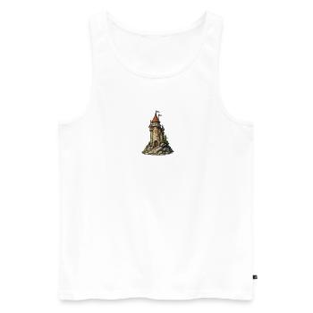 Burgturm am Felsen - Männer Premium Bio Tank Top - Weiß - Vorne - Michal (187cm)
