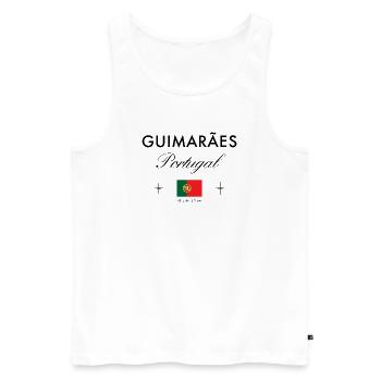 Guimaraes Portugal Koordinaten Reise Souvenir - Männer Premium Bio Tank Top - Weiß - Vorne - Michal (187cm)