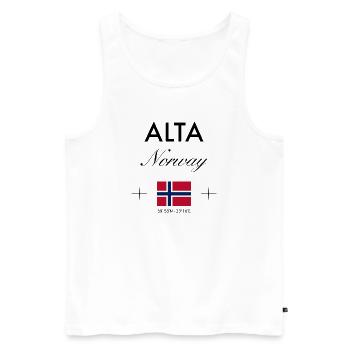 Alta Norwegen Koordinaten Reise Souvenir - Männer Premium Bio Tank Top - Weiß - Vorne - Michal (187cm)