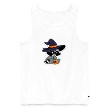 Snuggles der Waschbär im Halloweenkostüm. - Männer Premium Bio Tank Top - Weiß - Vorne - Michal (187cm)