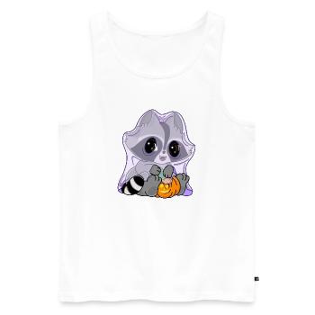 Snuggles der Waschbär im Geisterkostüm - Männer Premium Bio Tank Top - Weiß - Vorne - Michal (187cm)