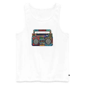 Farbenfrohe Retro Boombox Muster - Männer Premium Bio Tank Top - Weiß - Vorne - Michal (187cm)