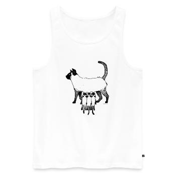 CHAT SIAMES - MAMAN CHAT - Débardeur bio Premium Homme - blanc - Devant - Michal (187cm)
