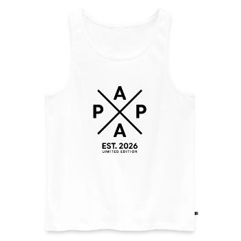 Papa Est. 2026 | Vater | Vatertag Geschenk - Männer Premium Bio Tank Top - Weiß - Vorne - Michal (187cm)