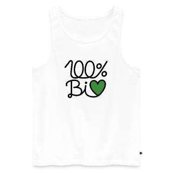 100% BiO – Grünes Herz Illustration - Männer Premium Bio Tank Top - Weiß - Vorne - Michal (187cm)