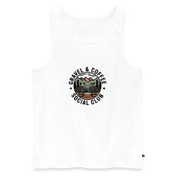Gravel & Coffee Club - Men's Premium Organic Tank Top - white - Front - Michal (187cm)