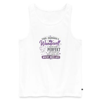 Stark unabhängig Wunderbar Zitat - Männer Premium Bio Tank Top - Weiß - Vorne - Michal (187cm)