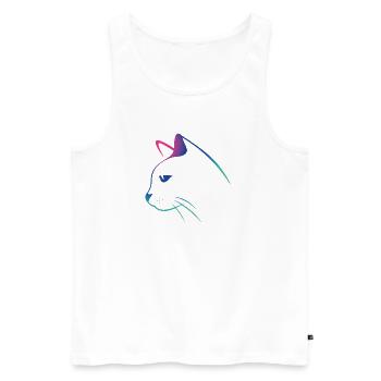 Cat-Line-Zeichnungsgradient - Männer Premium Bio Tank Top - Weiß - Vorne - Michal (187cm)