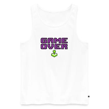 Game Over Pixel Logo - Männer Premium Bio Tank Top - Weiß - Vorne - Michal (187cm)