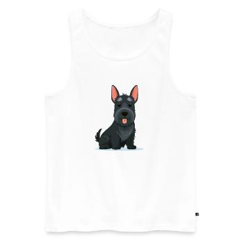 Kleiner Scottish Terrier (Comic) - Männer Premium Bio Tank Top - Weiß - Vorne - Michal (187cm)