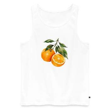 Orangen Aquarell Obstzweig - Männer Premium Bio Tank Top - Weiß - Vorne - Michal (187cm)