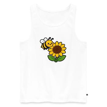 Sonnenblume Biene Cartoon - Männer Premium Bio Tank Top - Weiß - Vorne - Michal (187cm)