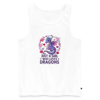 Drachenliebe: Mädchen liebt Drachen - Männer Premium Bio Tank Top - Weiß - Vorne - Michal (187cm)