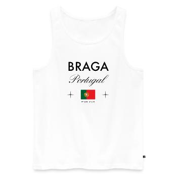 Braga Portugal Koordinaten Reise Souvenir - Männer Premium Bio Tank Top - Weiß - Vorne - Michal (187cm)